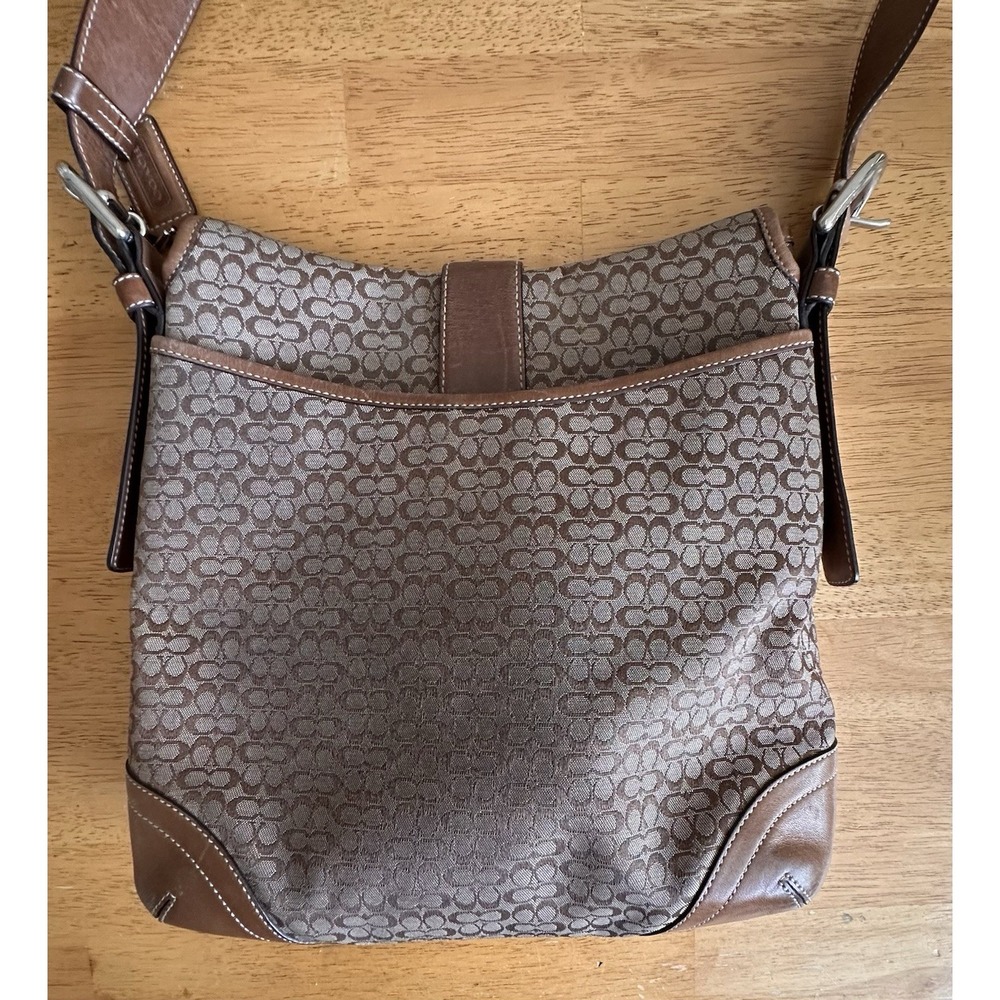 Y2K Coach Soho Signature Jacquard Flap Crossbody Bag Brown Canvas Leather READ - Picture 12 of 16